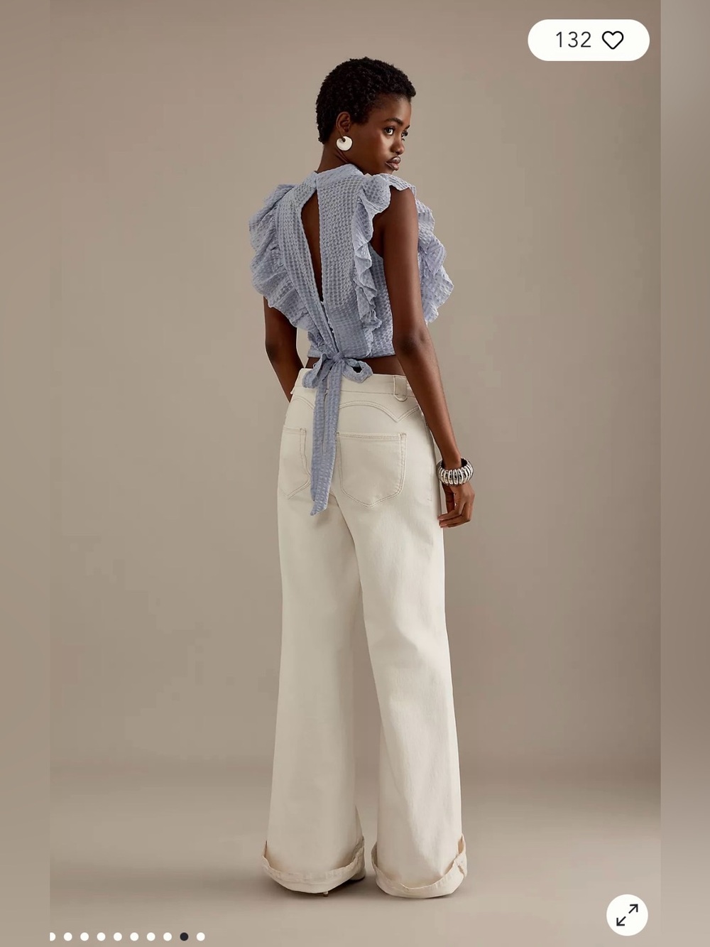 Anthropologie Maeve Cropped Ruffle mesh Top - Picture 8 of 10